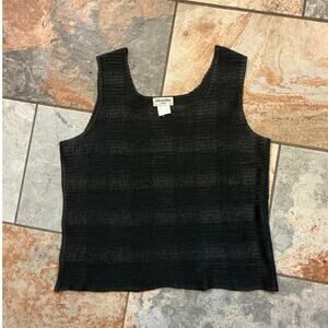 Black Shirt Pile Ou Face PLUS Crinkle Pleat SOO Stretchy Sleeveless Tank Cropped